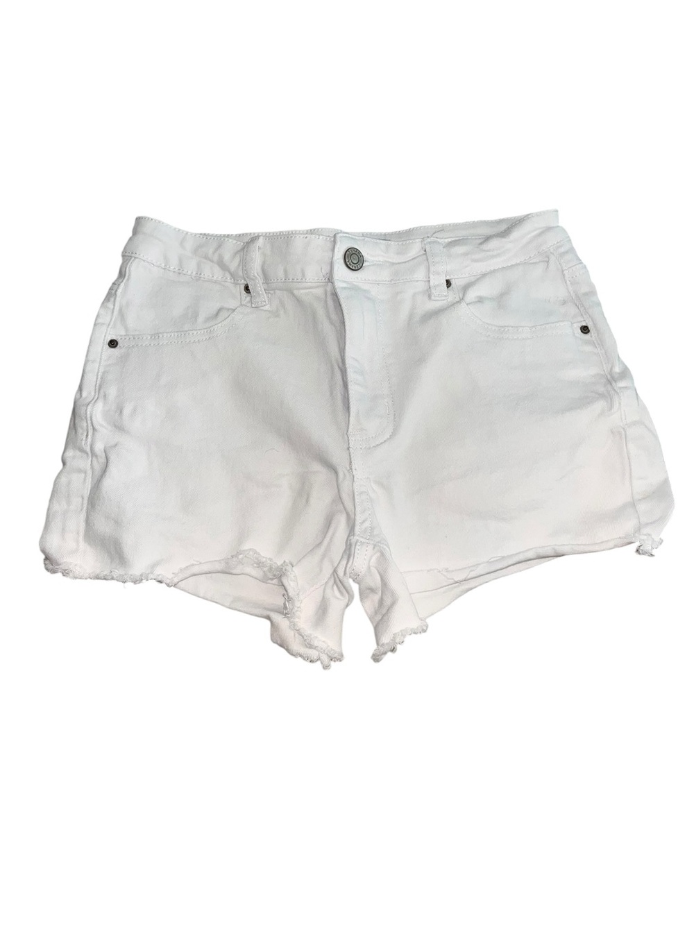 Zenana Women’s Small White Denim Shorts Raw Hem Stretch Cutoff Jean Shorts